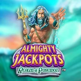 Almighty Jackpots – Realm of Poseidon online game logo by Novomatic on boomzinocasino.net.pl