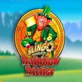 Slingo Rainbow Riches slot logo by Gaming Realms at Boomzino Casino