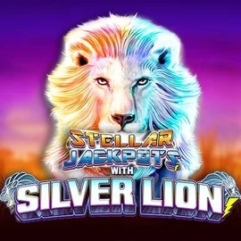 Stellar Jackpots with Silver Lion slot logo by Lightning Box Game at Boomzino Casino